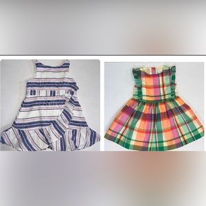 Gymboree baby Janie & Jack Toddler Dresses Lot TWO Sz 2T Plaid Stripe Sleeveless